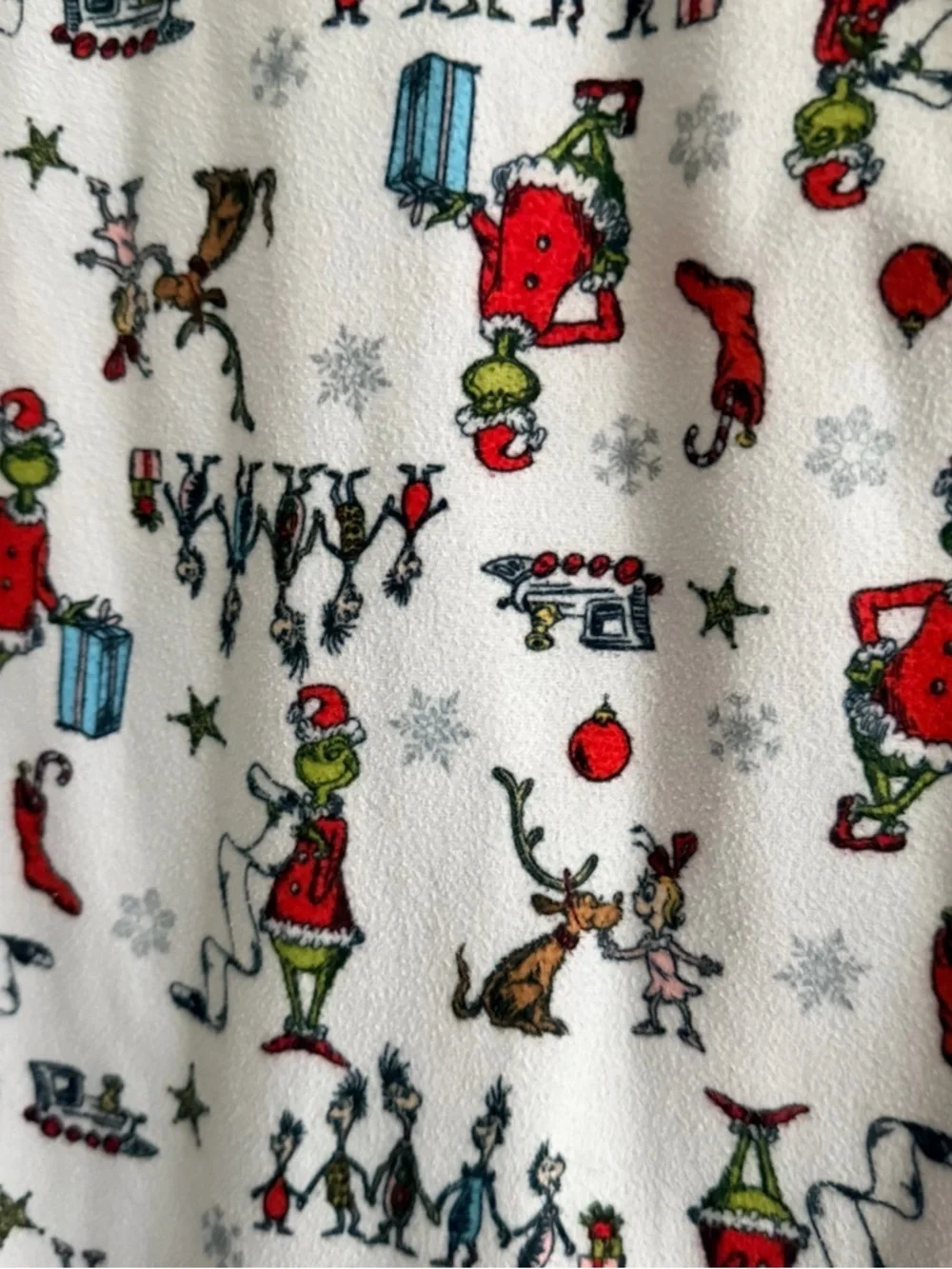Dr. Seuss White Nightgown with Red Trim and Multicolor Characters